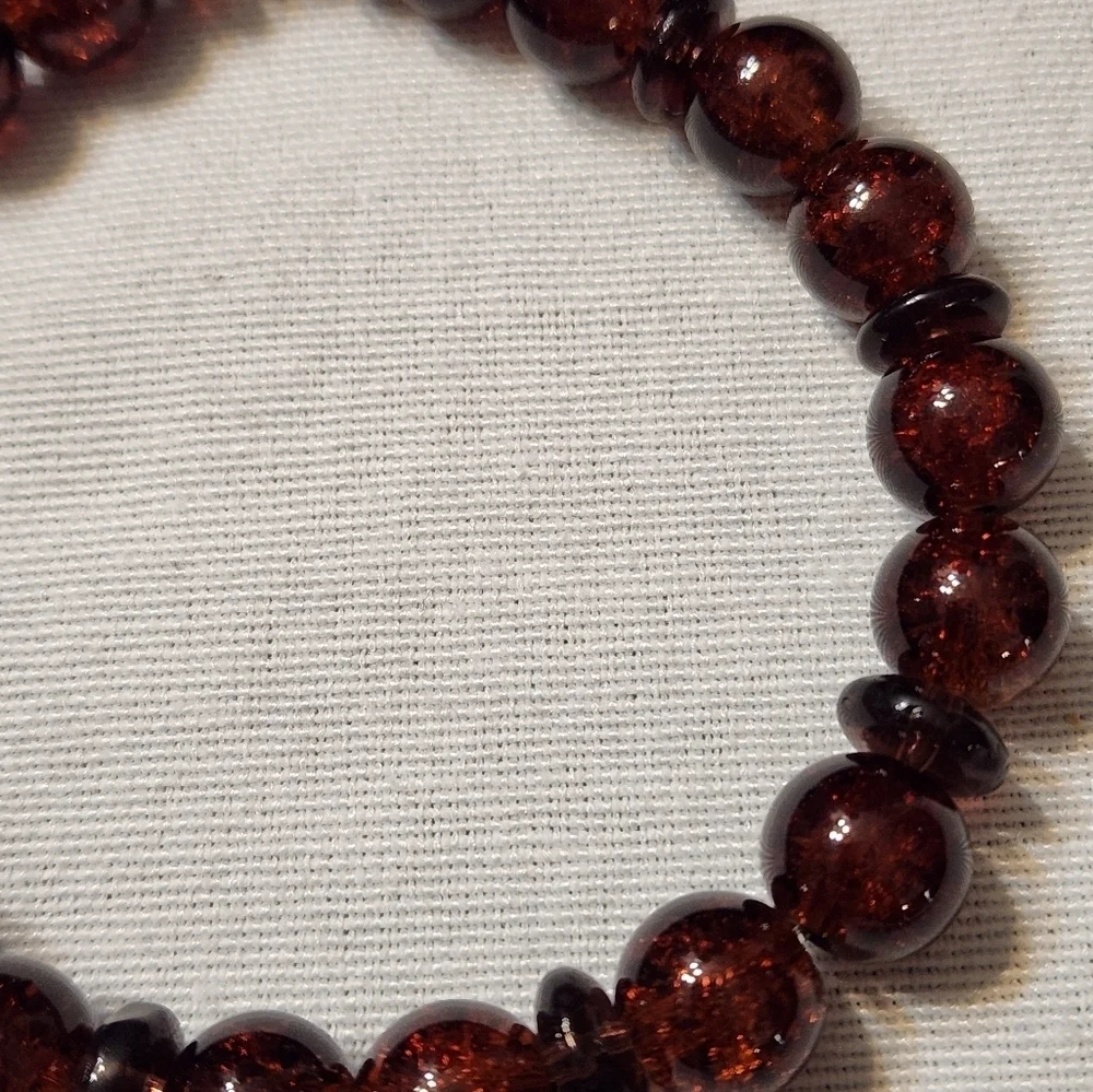 Hand Crafted Bracelet Brown Stretch Beaded Unisex